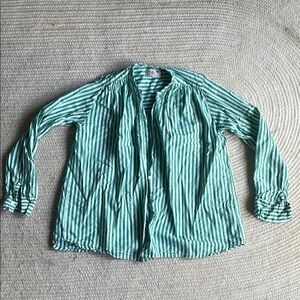 Mille green and white button down